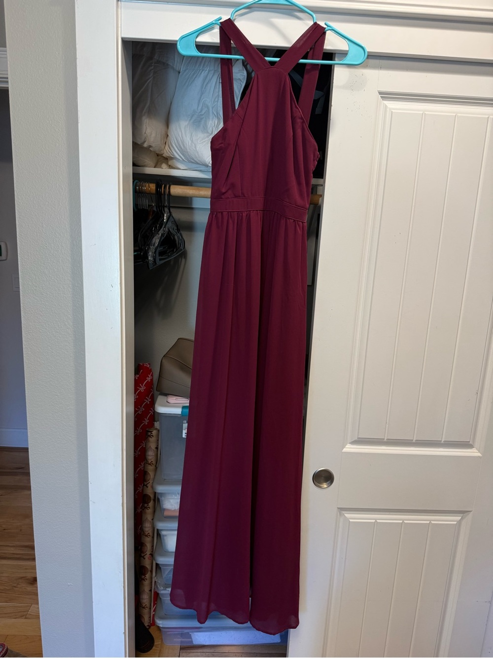 Lulu's Wine Burgundy Cross-Back Maxi Dress